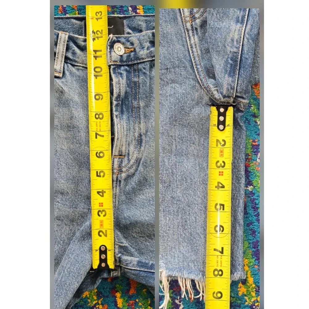 NWT 7 For All Mankind Lola Shorts Wave Light Blue Distressed Denim Women 24 - Picture 5 of 8